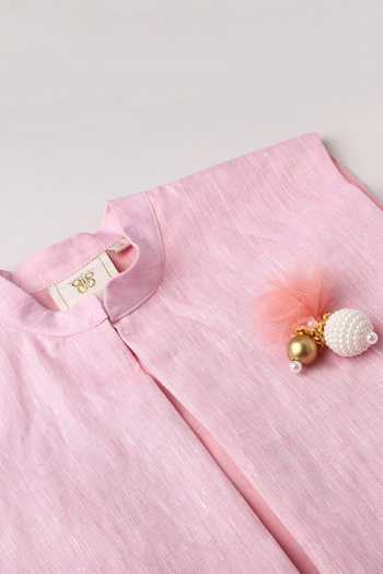 Buy_Byb Premium_Pink Cotton, Linen Tassels, Beads Detail Bundi _Online_at_Aza_Fashions