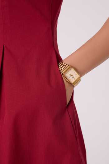 The Summer House_Red Cotton, Poplin Halter Neck Ellaria Embroidered Midi Dress _at_Aza_Fashions