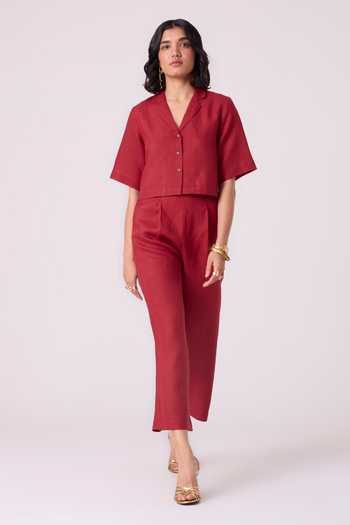The Summer House Clyde Straight Fit Linen Trouser 