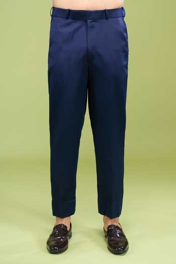 Arihant Rai Sinha_Navy Rayon Embroidery Hand Bandhgala And Pant Set _at_Aza_Fashions
