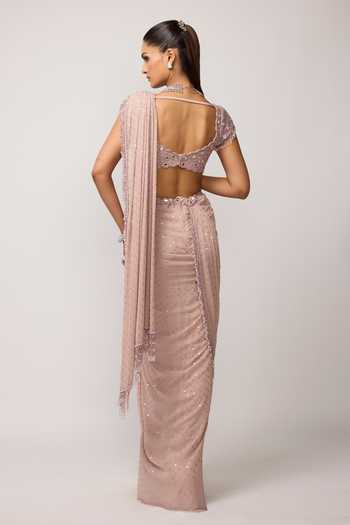 Vvani by vani vats Sequinned Pre-Draped Saree With Blouse 