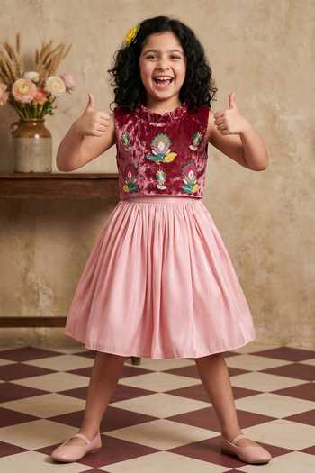 Byb Premium Floral Embroidered Top & Skirt Set 