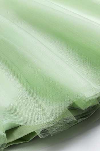 Shop_Byb Premium_Green Cotton, Tulle Floral Applique Dress 