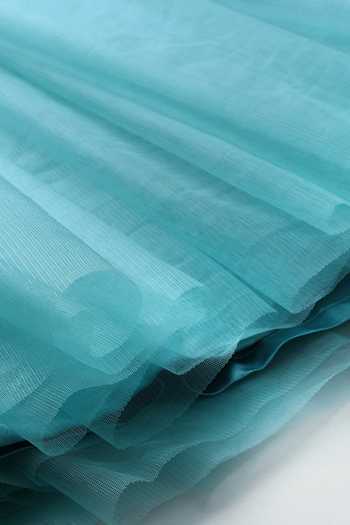 Buy Byb Premium Turquoise Cotton, Tulle Hand Embroidered Dress Buy_Byb Premium_Turquoise Cotton, Tulle Hand Embroidered Dress