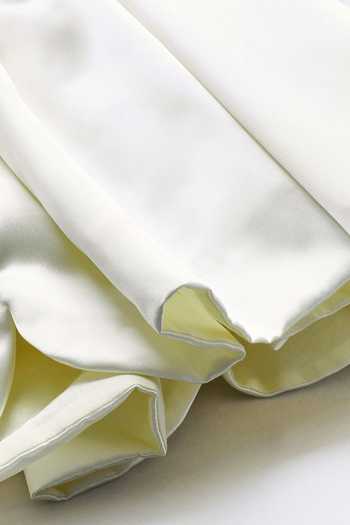 Byb Premium_Ivory Cotton, Chanderi, Tissue Floral Bodice Dress _at_Aza_Fashions