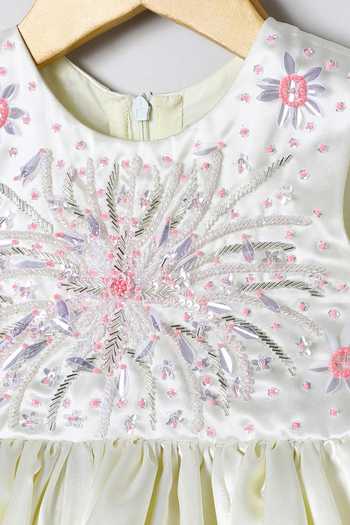 Buy Byb Premium Ivory Cotton, Chanderi, Tissue Floral Bodice Dress Buy_Byb Premium_Ivory Cotton, Chanderi, Tissue Floral Bodice Dress