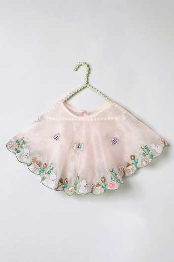 Shop_Byb Premium_Pink Organza, Chanderi Hand Embroidered Dress 