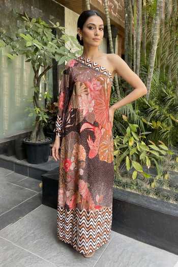 Ajiesh Oberoi Flower Print Dress