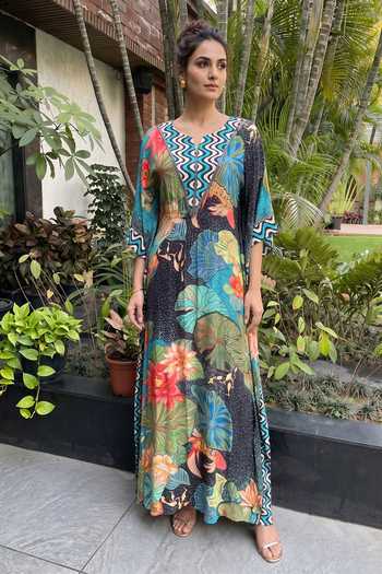 Ajiesh Oberoi Flower Print Kaftan 