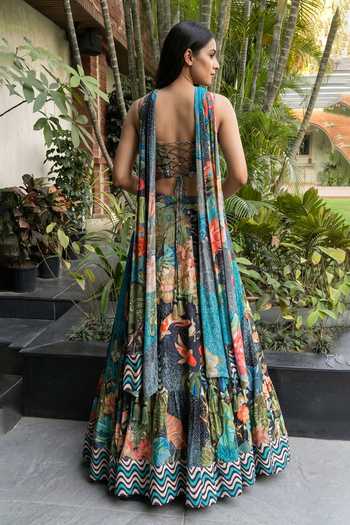 Ajiesh Oberoi Floral Print Lehenga Set