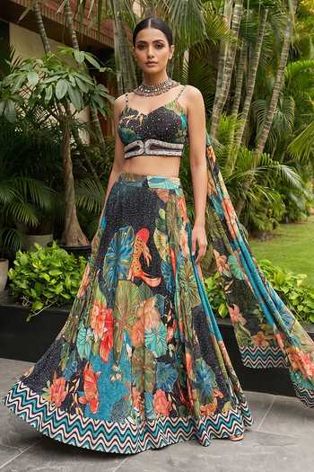 Ajiesh Oberoi Floral Print Lehenga Set