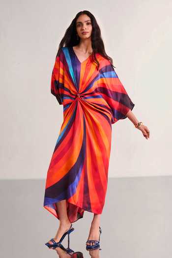Dash And Dot Swirl Print Kaftan 
