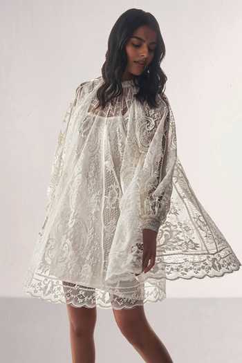 Buy Dash And Dot White Polyester High Neck Lace Work A Line Dress Online at Aza Fashions Buy_Dash And Dot_White Polyester High Neck Lace Work A Line Dress _Online_at_Aza_Fashions