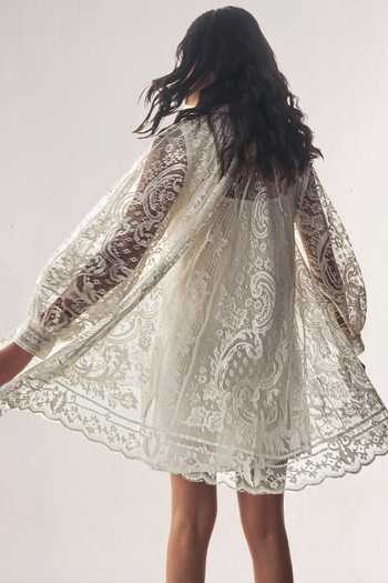 Dash And Dot Lace Work A Line Dress