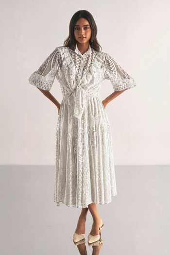 Dash And Dot Lace Ruffle Shirt & A-Line Skirt Set 