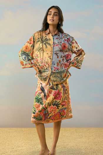 Dash And Dot Coastal Print Shirt & Skirt Set 