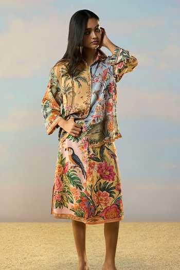 Buy Dash And Dot Multi Color Viscose Collared Neck Coastal Print Shirt And Skirt Set Online at Aza Fashions Buy_Dash And Dot_Multi Color Viscose Collared Neck Coastal Print Shirt And Skirt Set _Online_at_Aza_Fashions