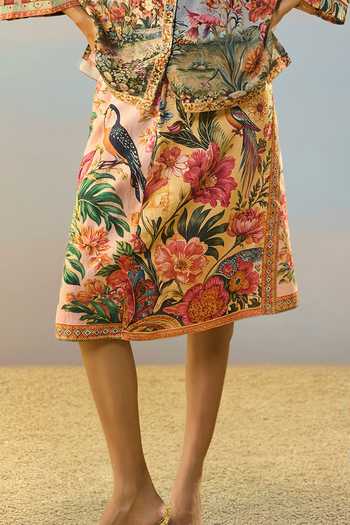 Shop Dash And Dot Multi Color Viscose Collared Neck Coastal Print Shirt And Skirt Set Online at Aza Fashions Shop_Dash And Dot_Multi Color Viscose Collared Neck Coastal Print Shirt And Skirt Set _Online_at_Aza_Fashions