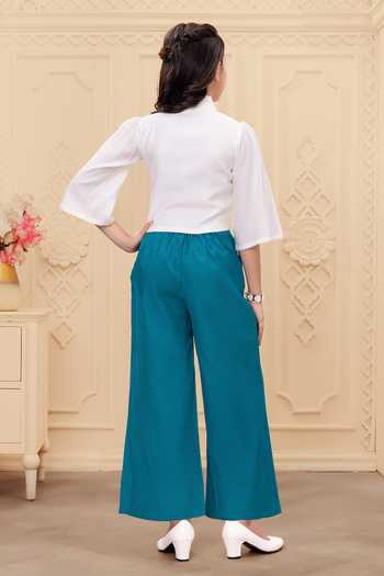 Mini Stitch Coconut Embroidered Top & Palazzo Set 