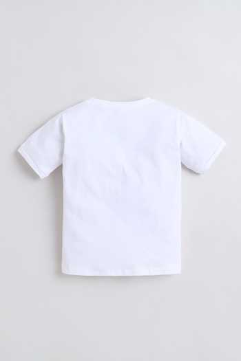 Mini Stitch_White Cotton Printed T Shirt With Jacket _Online_at_Aza_Fashions