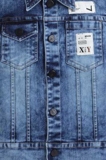 Buy_Mini Stitch_Blue Cotton, Denim Printed T Shirt With Jacket 