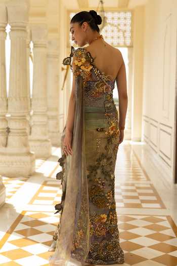 Moledro Nerina Rainbow Sequin Embroidered Dress