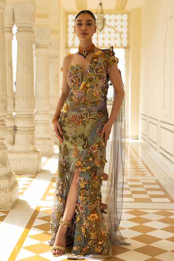 Moledro Nerina Rainbow Sequin Embroidered Dress