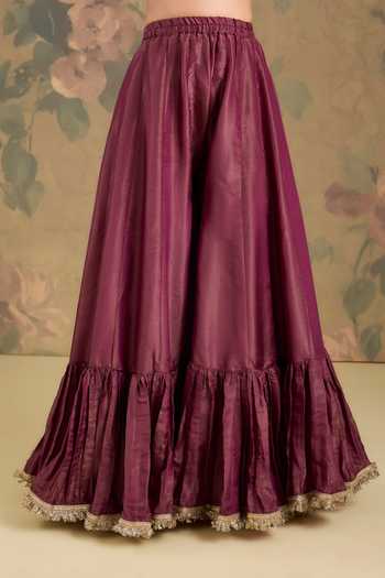 Buy Studio A Magenta Tissue Scoop Neck Embroidered Kurta Sharara Set Online at Aza Fashions Buy_Studio A_Magenta Tissue Scoop Neck Embroidered Kurta Sharara Set _Online_at_Aza_Fashions