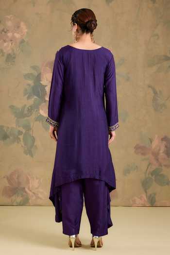 Studio A Silk Asymmetric Embroidered Kurta Set 