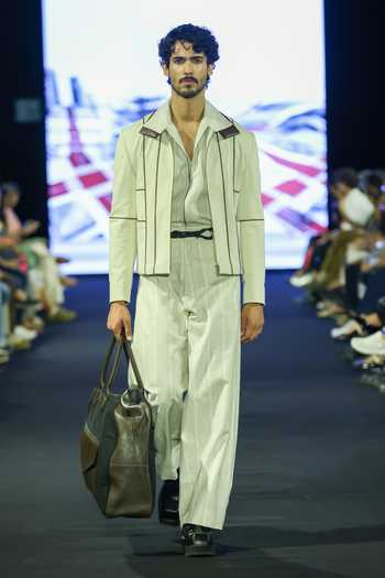 Dhruv Vaish Leather Stripe Pattern Jacket Set