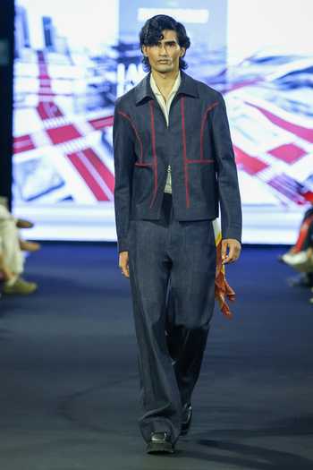 Dhruv Vaish Contrast Embroidered Jacket Set