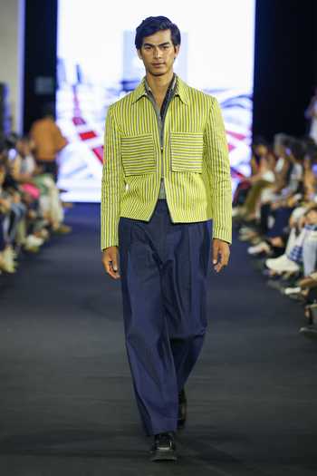 Dhruv Vaish Linen Embroidered Jacket Trouser Set 