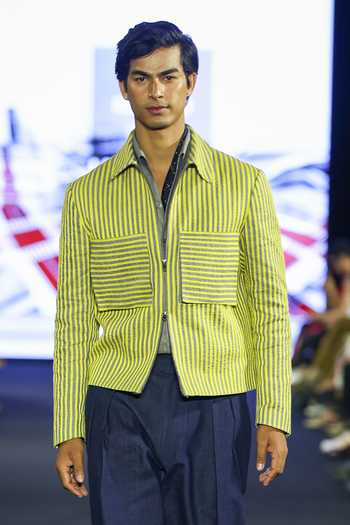 Dhruv Vaish Linen Embroidered Jacket Trouser Set 