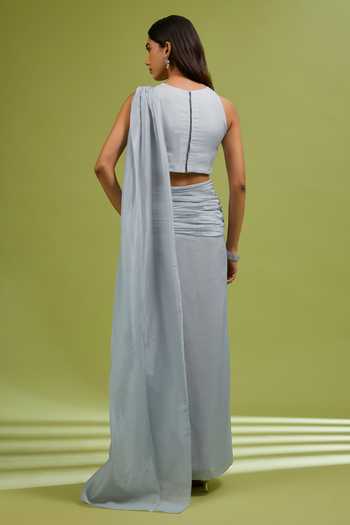 Ewoke Pre-Draped Saree With Embellished Blouse