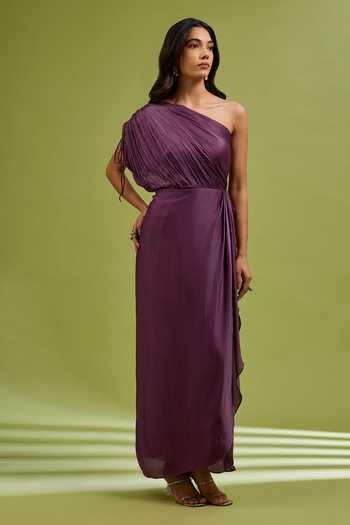 Ewoke One Shoulder Draped Dress 