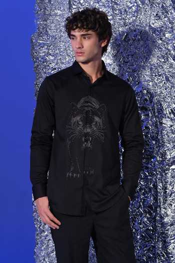 Sanjana Reddy Designs Walking Panther Embroidered Shirt 