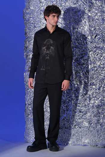 Sanjana Reddy Designs Walking Panther Embroidered Shirt 