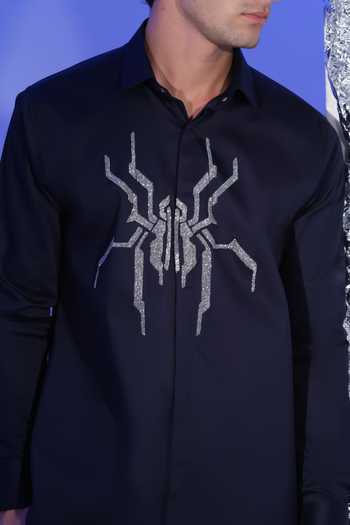 Sanjana Reddy Designs Blue Cotton Cutdana Embroidered Shirt Online at Aza Fashions Sanjana Reddy Designs_Blue Cotton Cutdana Embroidered Shirt _Online_at_Aza_Fashions