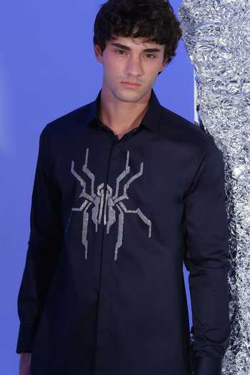 Buy Sanjana Reddy Designs Blue Cotton Cutdana Embroidered Shirt Online at Aza Fashions Buy_Sanjana Reddy Designs_Blue Cotton Cutdana Embroidered Shirt _Online_at_Aza_Fashions