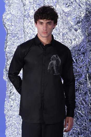 Sanjana Reddy Designs Panther Embroidered Shirt 