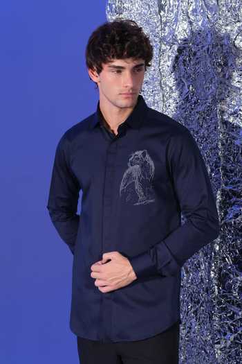 Sanjana Reddy Designs Panther Placement Embroidered Shirt 