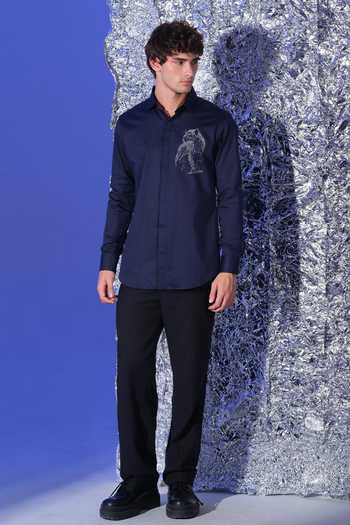 Sanjana Reddy Designs Panther Placement Embroidered Shirt 