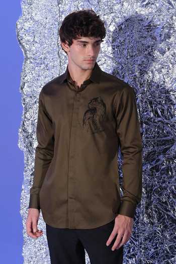 Sanjana Reddy Designs Black Panther Embroidered Shirt 
