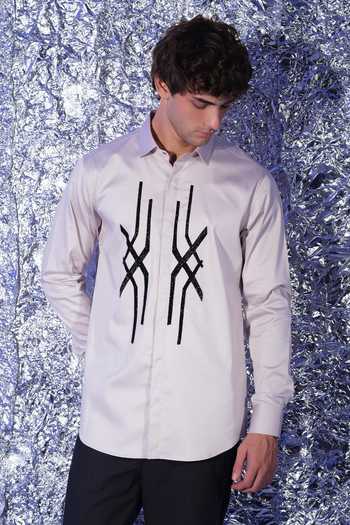 Sanjana Reddy Designs Abstract Placement Embroidered Shirt 