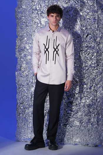 Sanjana Reddy Designs Abstract Placement Embroidered Shirt 