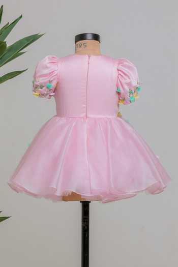 Lil Angels Pink Embroidered Dress