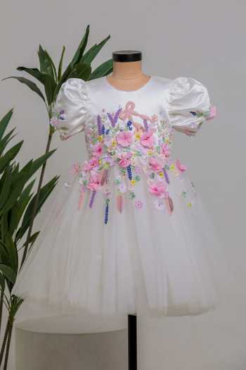 Lil Angels Floral Embroidered Dress