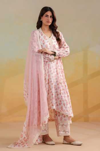 Anshu Wadhwa Floral Print Gathered Anarkali Set 