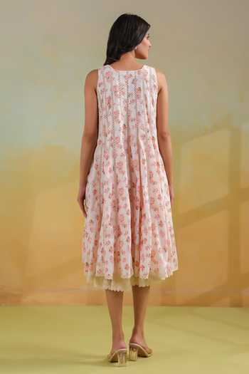 Anshu Wadhwa Floral Print Cotton Dress 