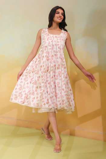 Anshu Wadhwa Floral Print Cotton Dress 